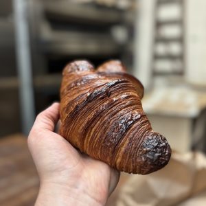 Croissant made with organic flour by solo bread bakery wirral available for pre order on Saturdays