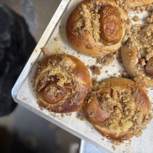 Clementine and custard bun